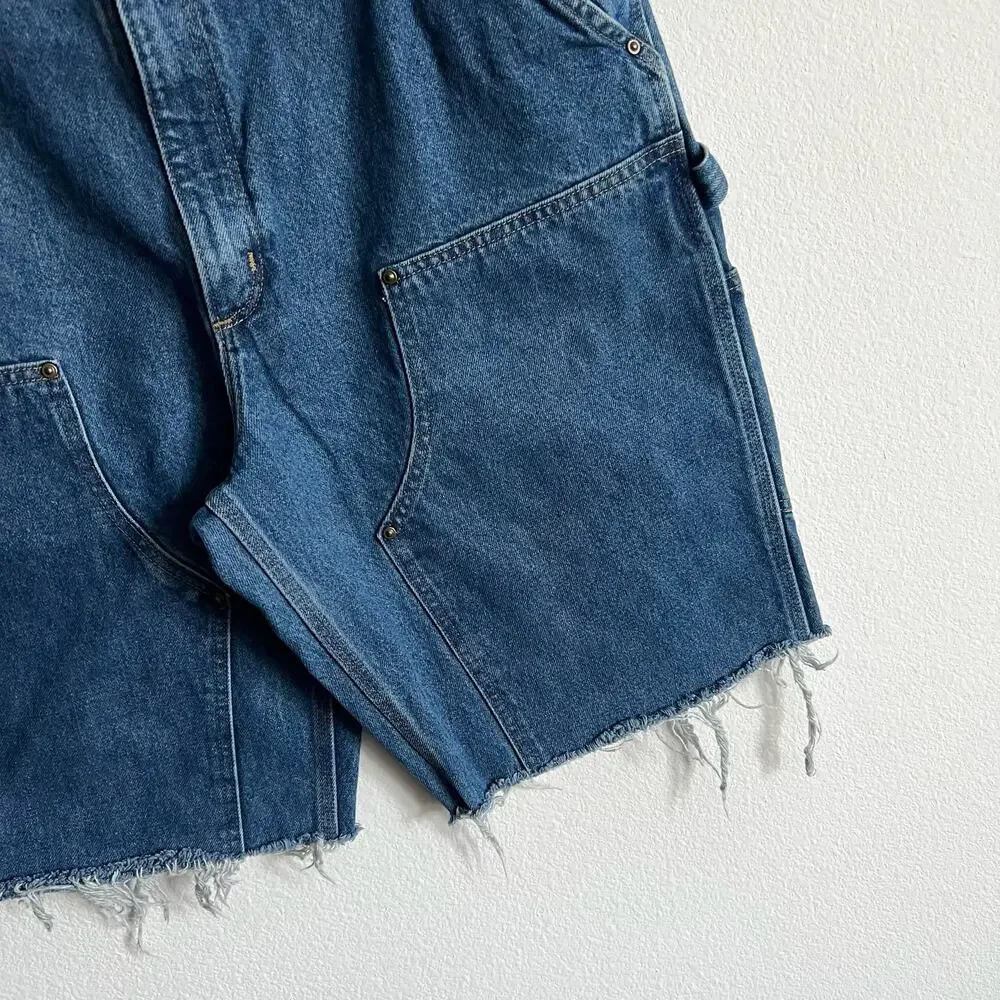 Carhartt denim blue jean double knee work wear carpenter shorts